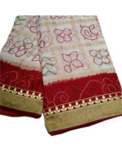 Fabric Georgette chunri gharchola Saree With Maroon Border 