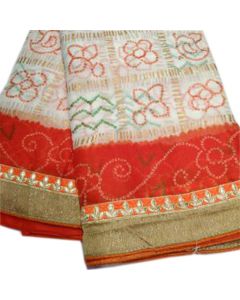 Fabric Georgette chunri gharchola Saree With Reddish Orange Border 