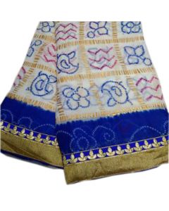 Fabric Georgette Chunri Gharchola Sari With Dark Blue Border 