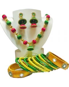 Multicolor Silk Thread Necklace Set