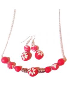 Red Necklace with embroidery beads 