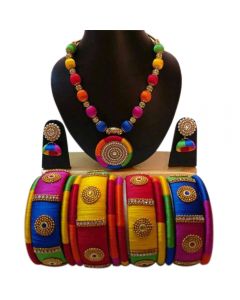Multi Color Silk Thread Necklace Set 