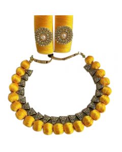 Yellow Silk Thread Necklace Set
