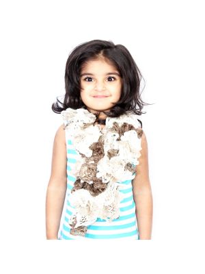 Frilled Scarf With Cream & Brown Color