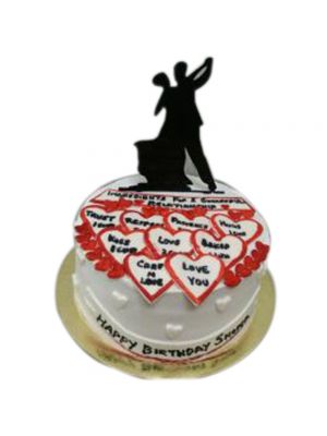 Marble Cake With Acrylic Topper and Fondant Accents 