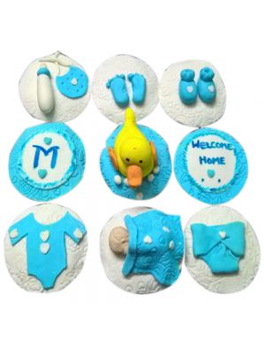 Welcoming Baby Home Themed Vanilla Cupcakes 