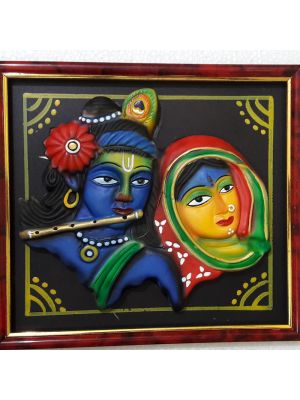 Photo frame Terracotta Radha-Krishna wall hanging