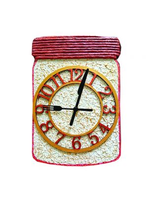 White and Golden Jar shape Clock