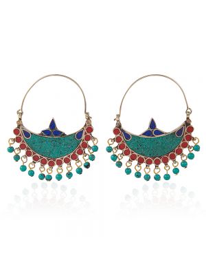 Avni Creation Boho Earrings with Sea Green Beads