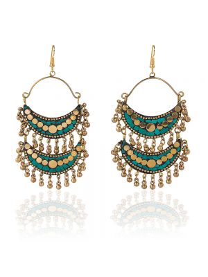 Avni Creation Sea Blue Double Layer Boho Earrings
