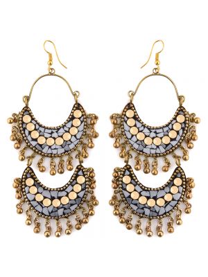Avni Creation White Double Layer Boh Earrings