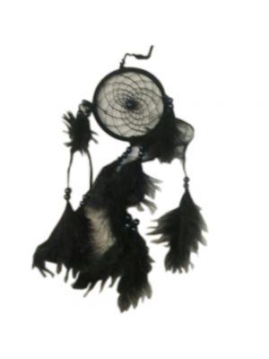 Black Silk Thread and Feathers Dream Catcher 