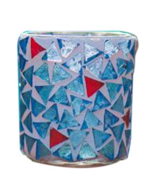 Light Blue and Red Candle Holder