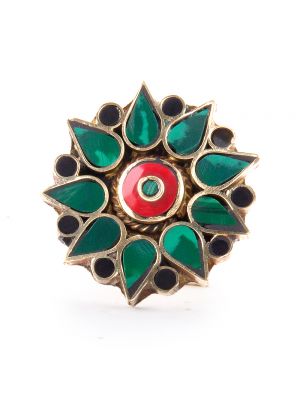 Avni Creation Sea Blue & Red Boho Ring