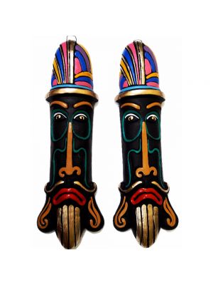 Terracotta Home Decorative Wall Hanging Multicolour Village Couple Mask.