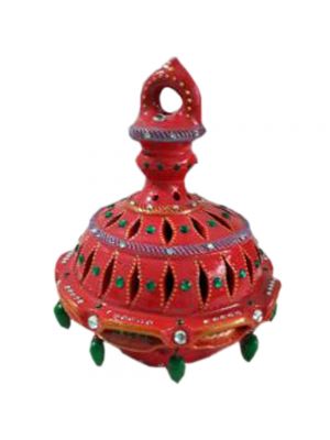 Terracotta Red Color Hanging Lantern Lamp