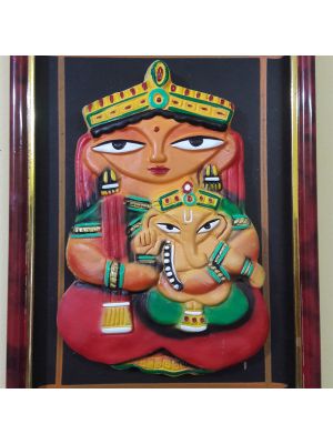 Terracotta Durga and Ganesha Photo frame.