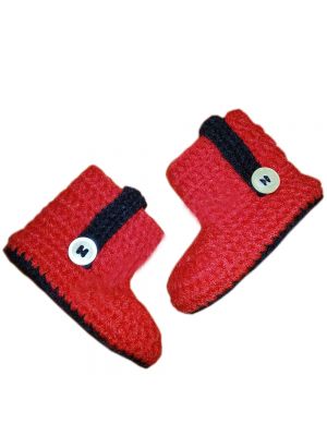 Red And Black Crochet  Baby Shoes