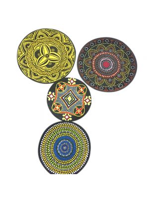 Set Of 4 Australian Aboriginal Art Wall Plate Decor