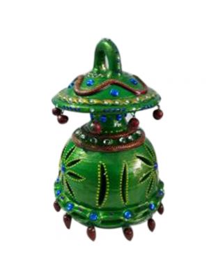 Terracotta Hanging Green Color Lantern Lamp