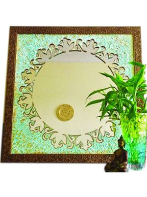 Mirror Laser cut on wood and textured with acrylic paint and framed
