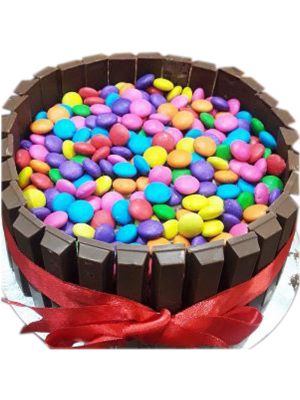 Gems and Kitkat cake