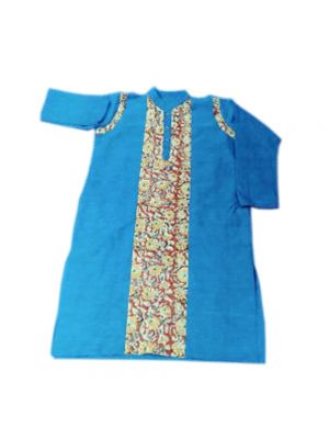 Gents Blue Patch Work Kurta