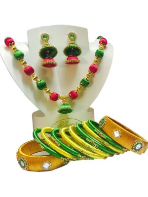 Multicolor Silk Thread Necklace Set