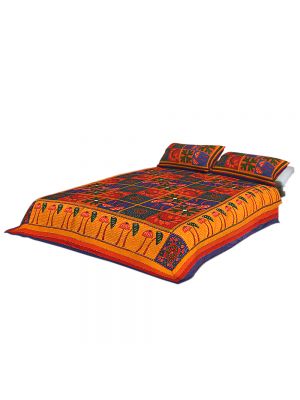 100% Cotton Rajasthani Jaipuri sanganeri Traditional King Size Double Bed Sheet with 2 Pillow Covers