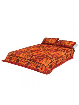  Jaipur Prints Kantha Work Embroidery Hand Stitch Cotton King Size Jaipuri Sanganeri BedSheets (Bedsheet, 2 Pillow Covers)