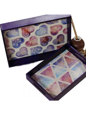 Purple Hearts  Wooden Tray Set