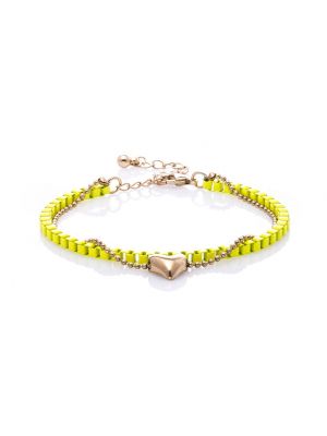 Neon Yellow Banded Heart Charm
