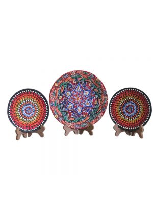 Ceramic Wall Plate With Combination Of Floral And Mandala Art 