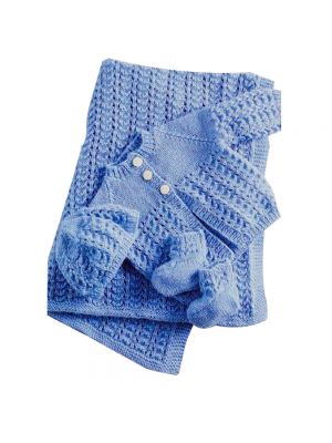Blue Baby Wool Blanket Coat With Matching Cap And Socks