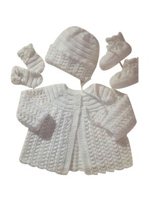 New Born Set, Coat, Socks, Mittens And Cap