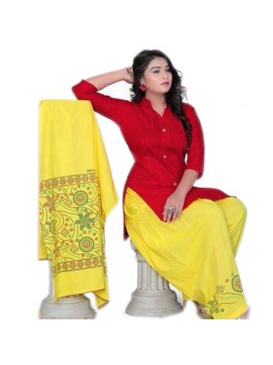 yellow and red combination dress