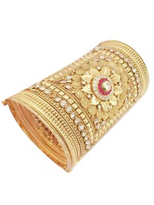 Gold Plated Broad Kada For Single hand