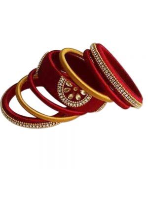 Silk Thread Bangles with Red and Yellow color combination 