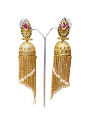 Pink Gold-Plated Jhumkas Earrings