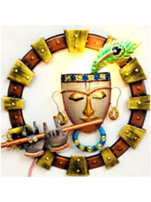Round Krishna Wall Art With LED