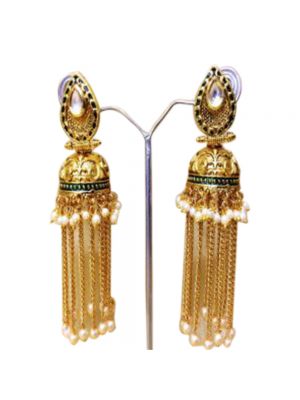 White Gold-Plated Jhumkas Earrings