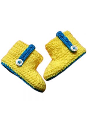 Yellow and Blue Crochet  Baby Shoes